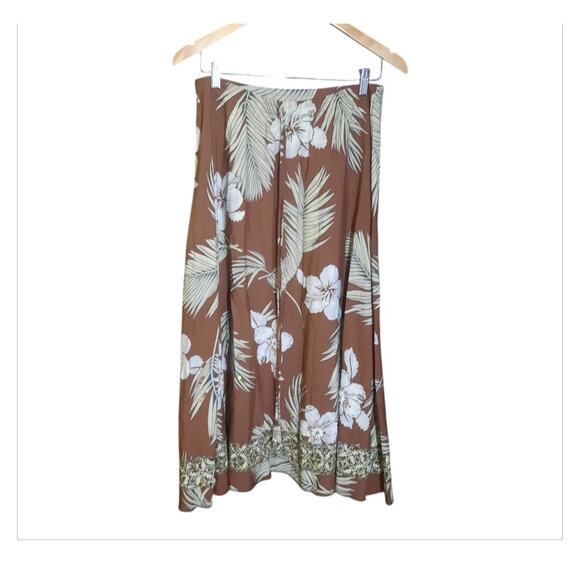 Soft Surroundings Womens Tropical Floral Leaf Pattern Pull-On Maxi Skirt Size SP - Picture 1 of 8